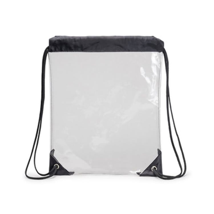 14" Clear Drawstring Backpacks - Black Trim Vinyl 3