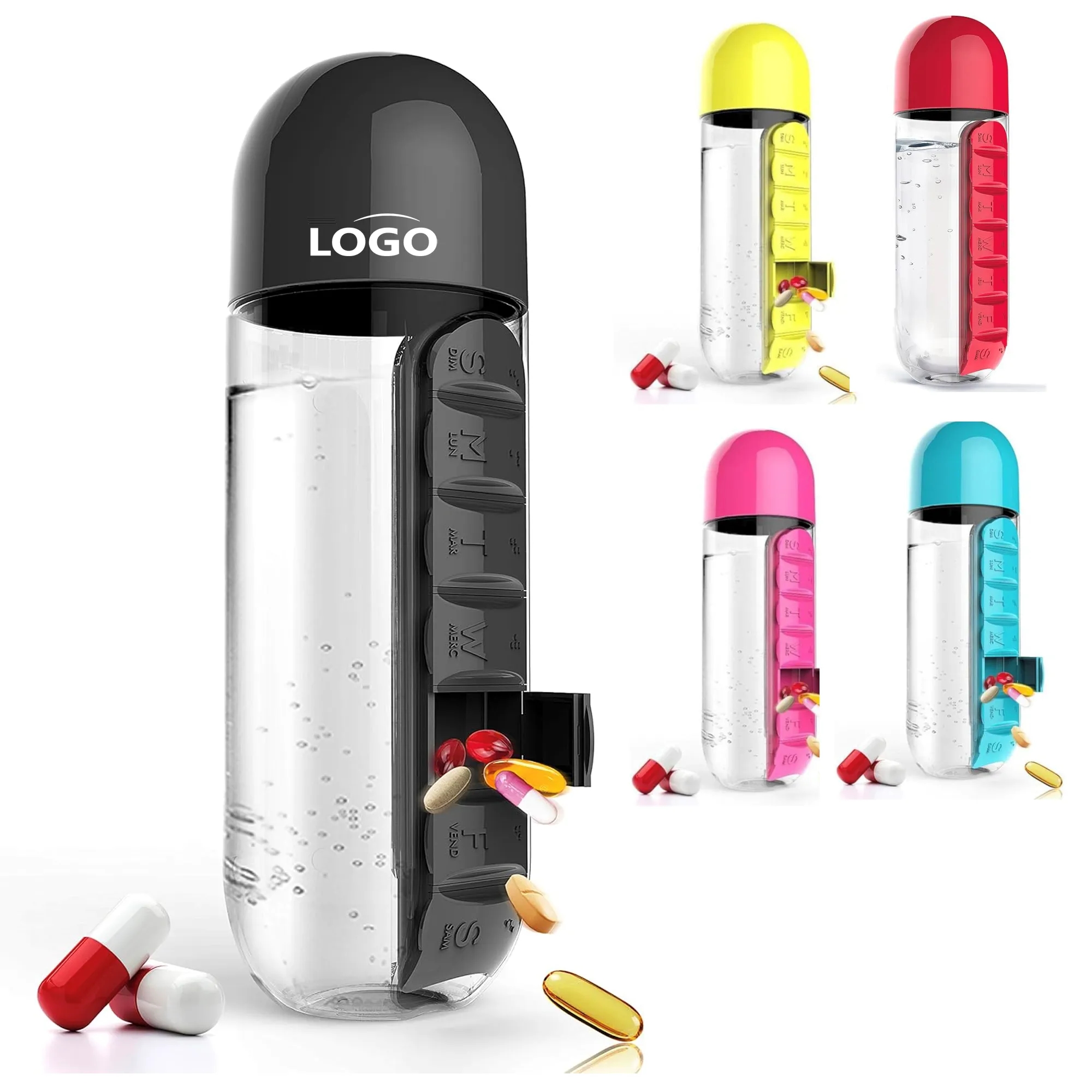 Daily Pill Box Organizer with Water Bottle 4