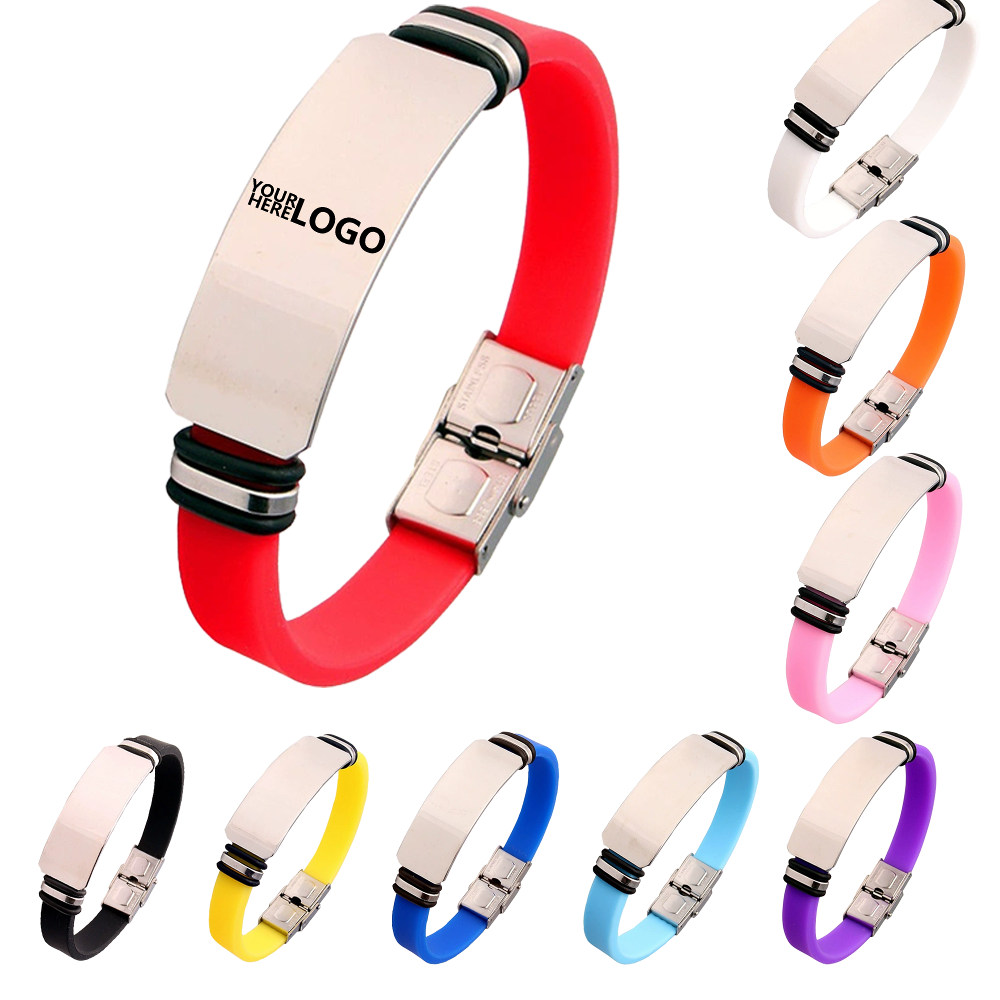 Stainless Steel Silicone Bracelet for Couples 2