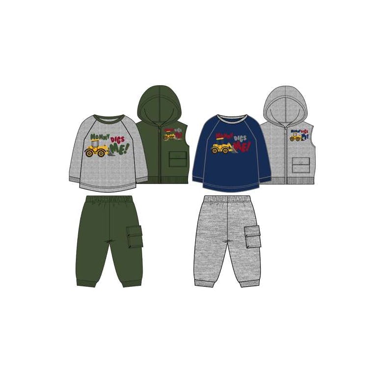 Boys' Fleece Vest Set Assorted 3pc 12-24m 3