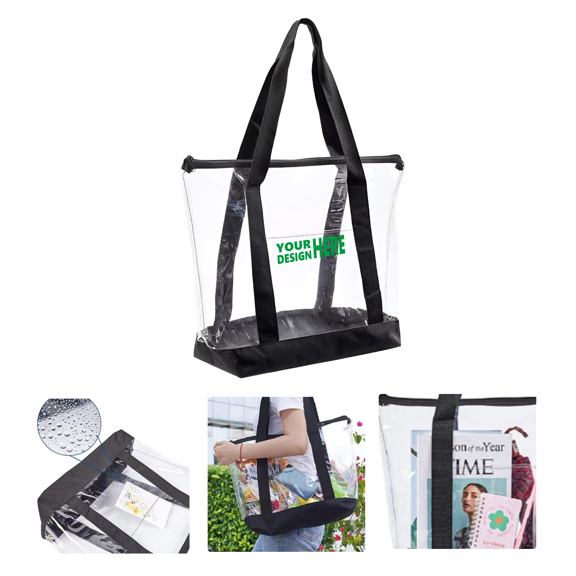 MOQ 50 Transparent PVC Tote Bag Large Capacity Travel Beach Bag 2
