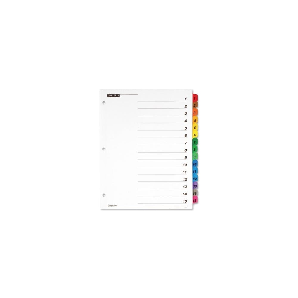 Index Dividers - 15 Numbered Tabs Color Coded 3