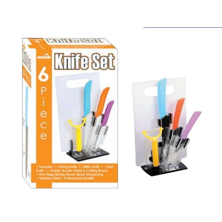 6-Piece Knife Sets with Cutting Board and Stand 3