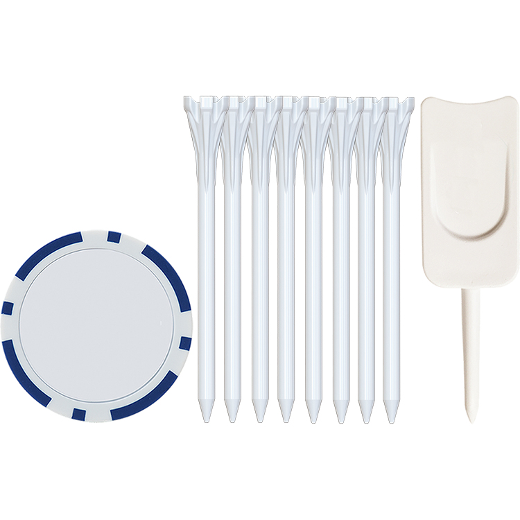 8 Flytee Tees 2-3/4", 1 Poker Chip, Single Prong Plastic Divot Tool 4