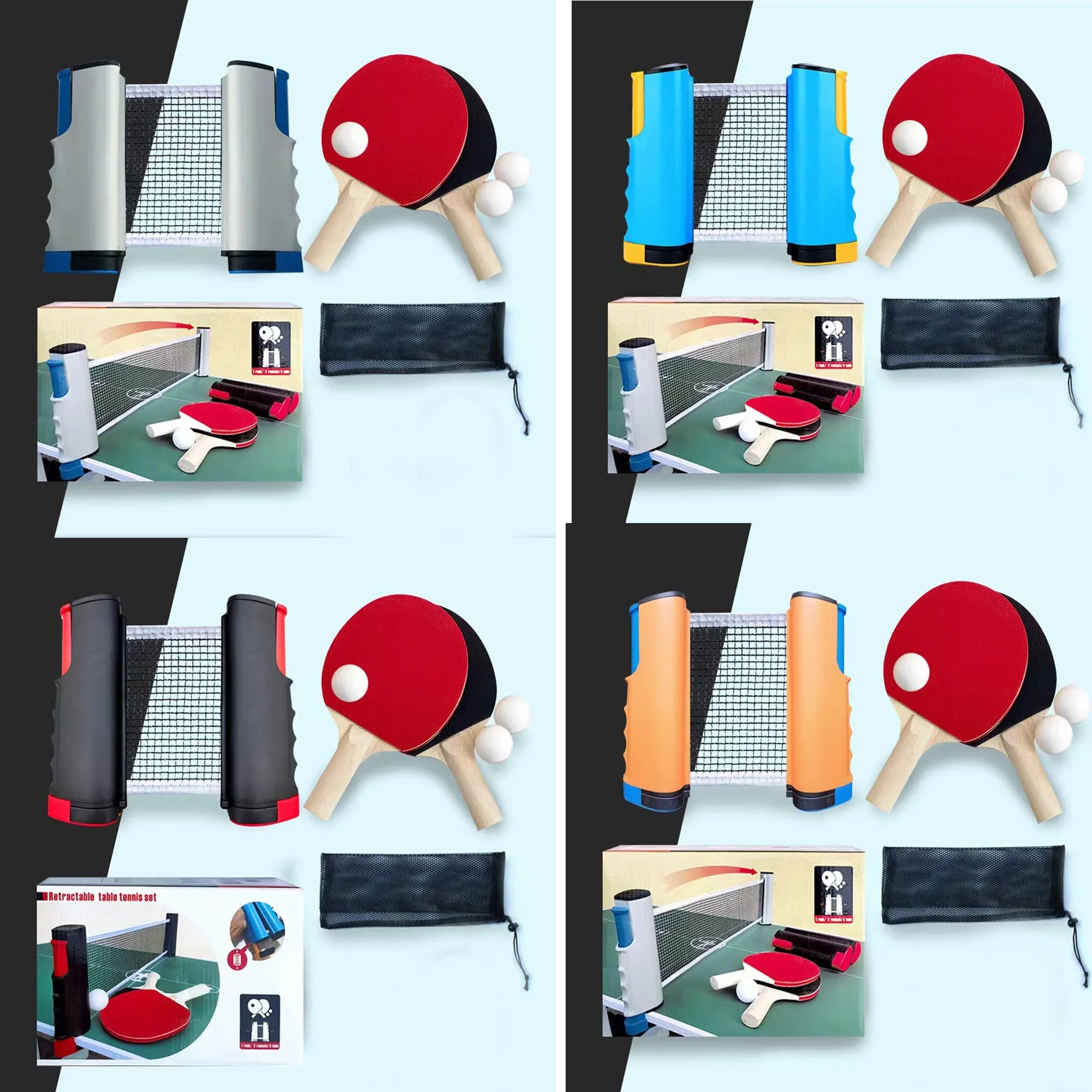 Portable Table Tennis Set With Retractable Net 10