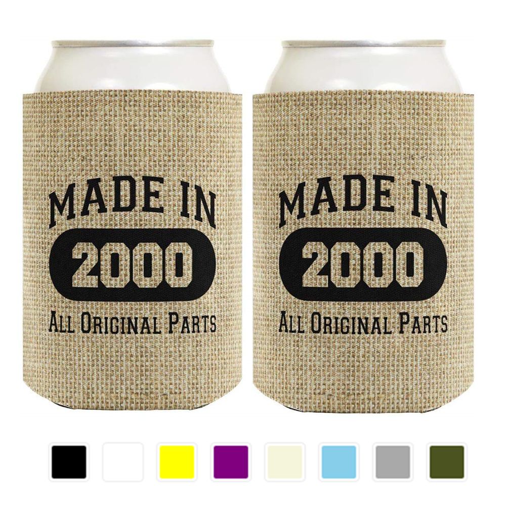 Burlap Neoprene Slim Can Coolie