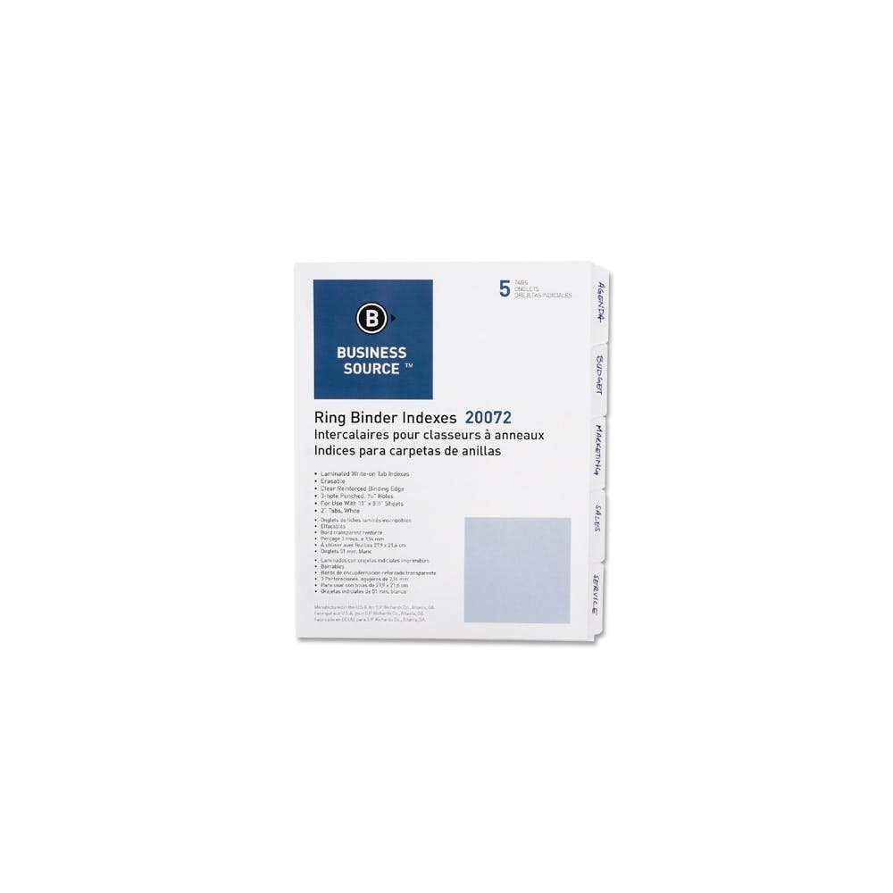 Index Dividers - 5 Tabs Erasable White 3