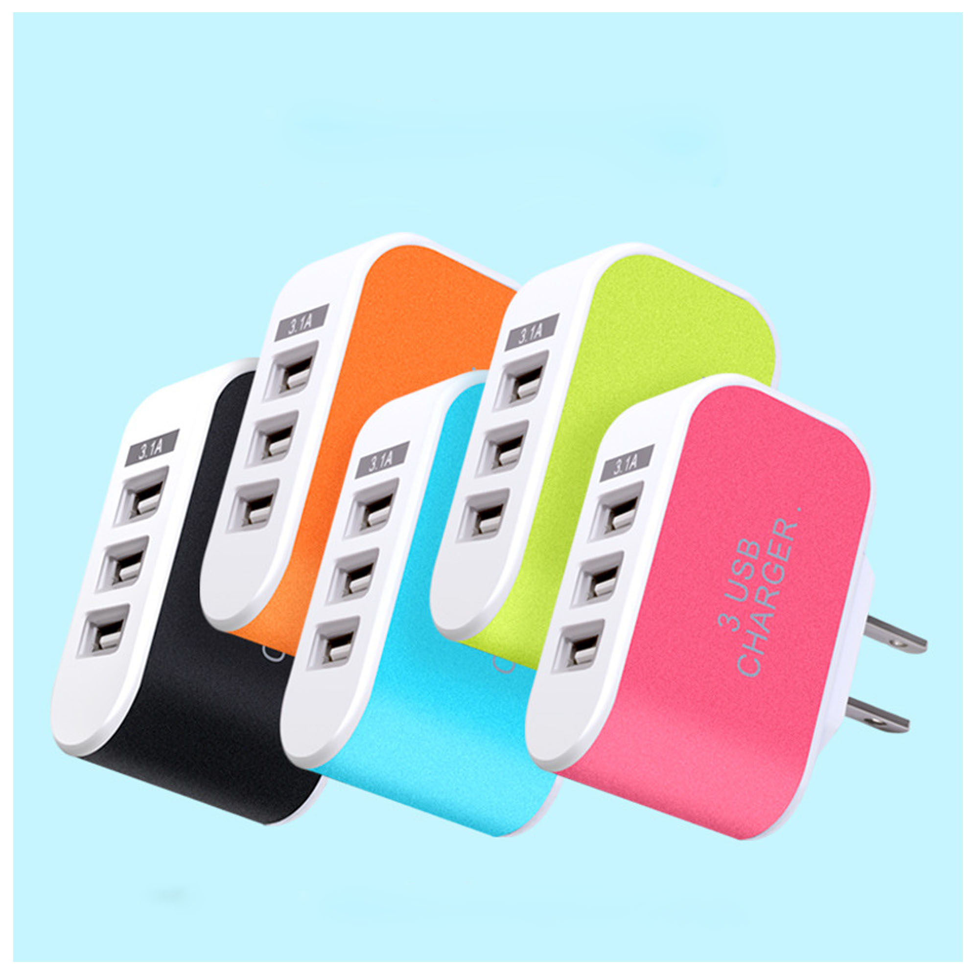 Pc Efficient Multi-Device Charging With 3-Port Usb Wall Charger 6