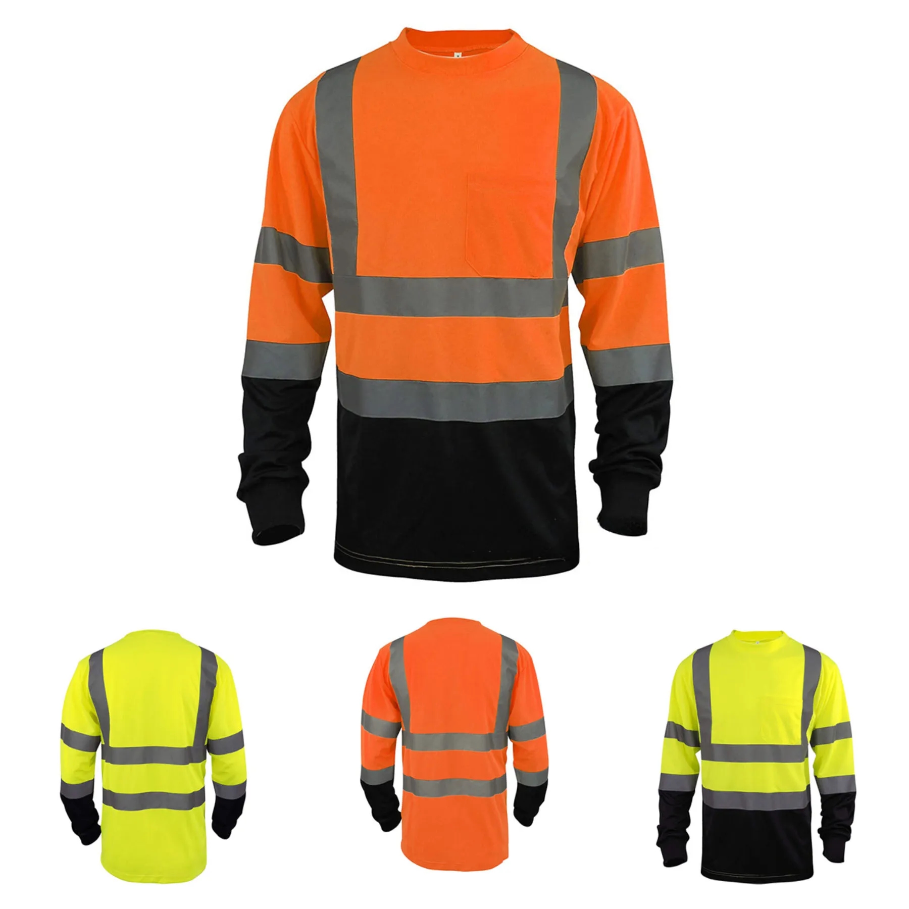 High Visibility Heavy-duty Long Sleeve Reflective Safety T-S 15