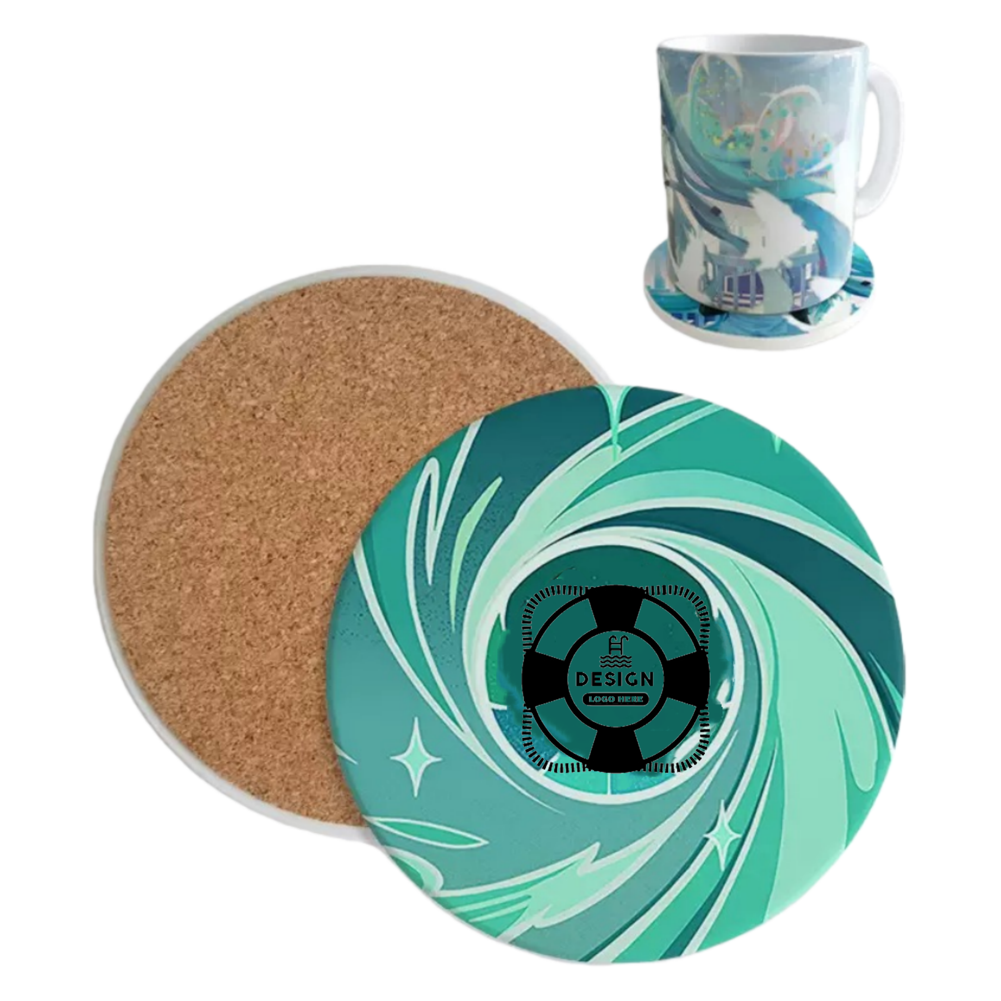Full Color Round Ceramic Coaster MOQ 50 PCS