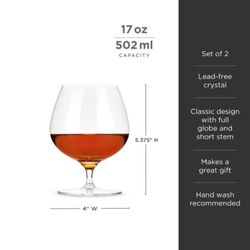 Viski Crystal Wingback Brandy Glass - Thumbnail 3