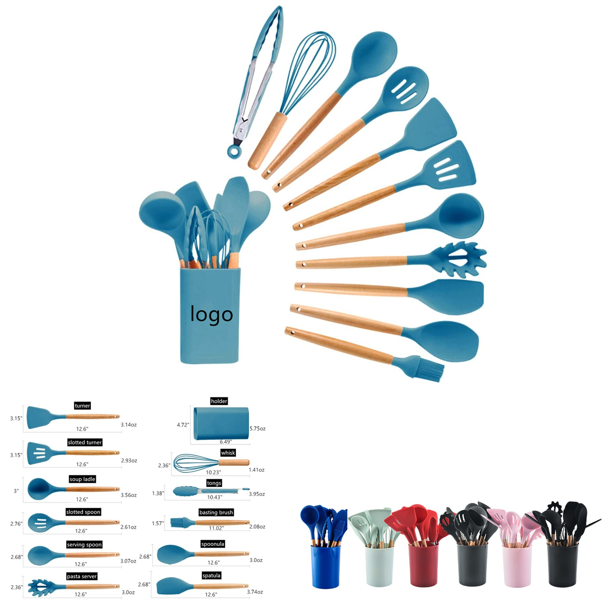 12 Pcs Silicone Cooking Kitchen Utensils Set - Thumbnail 2
