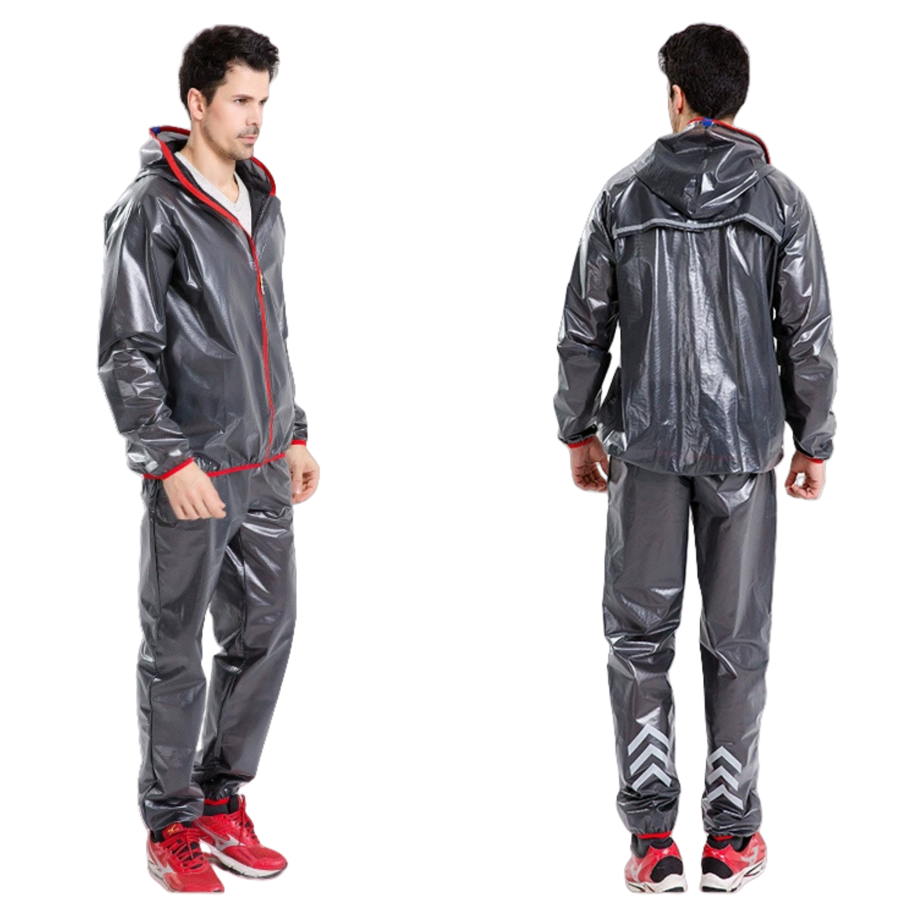 Breathable PU Raincoat Suit Reflective Poncho Jacket 18