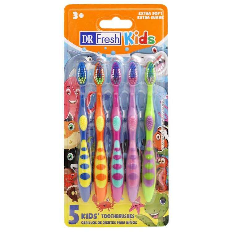 Dr. Fresh Kids Toothbrushes - 5 Pack Assorted Colors 3