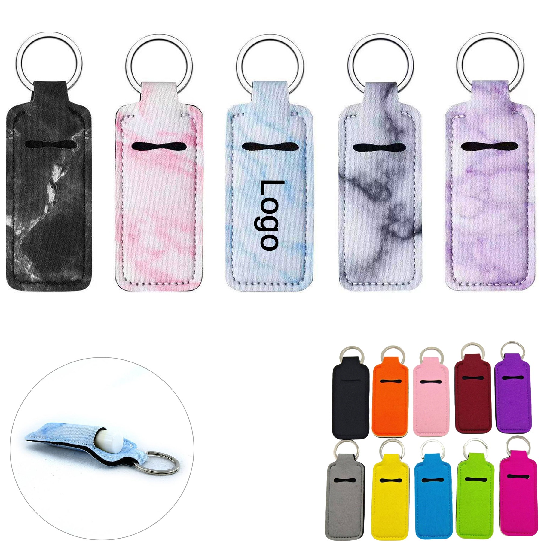 Neoprene Lip Balm Holder Keychain