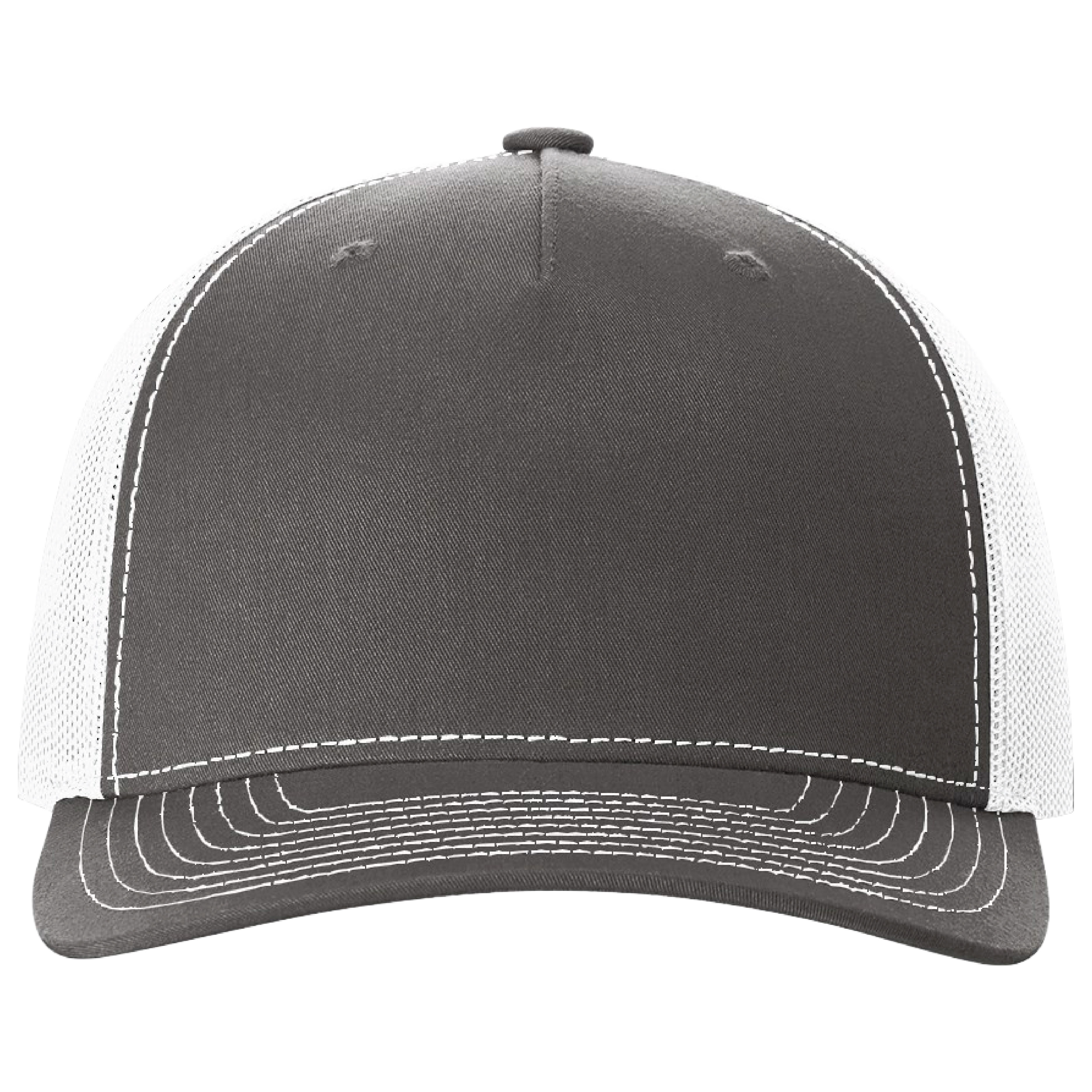 Richardson 112FP 5-Panel Snapback Trucker Hat w/Leatherette Adhesive Patches or Embroidery 77