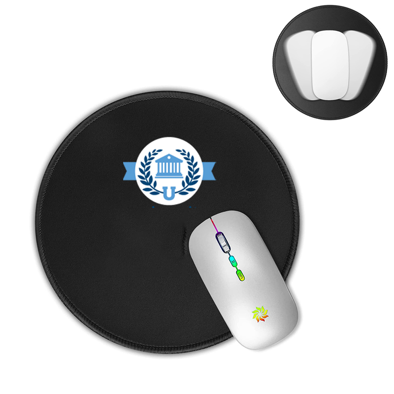 Small Round Computer Mouse Padwith Stitched Edge