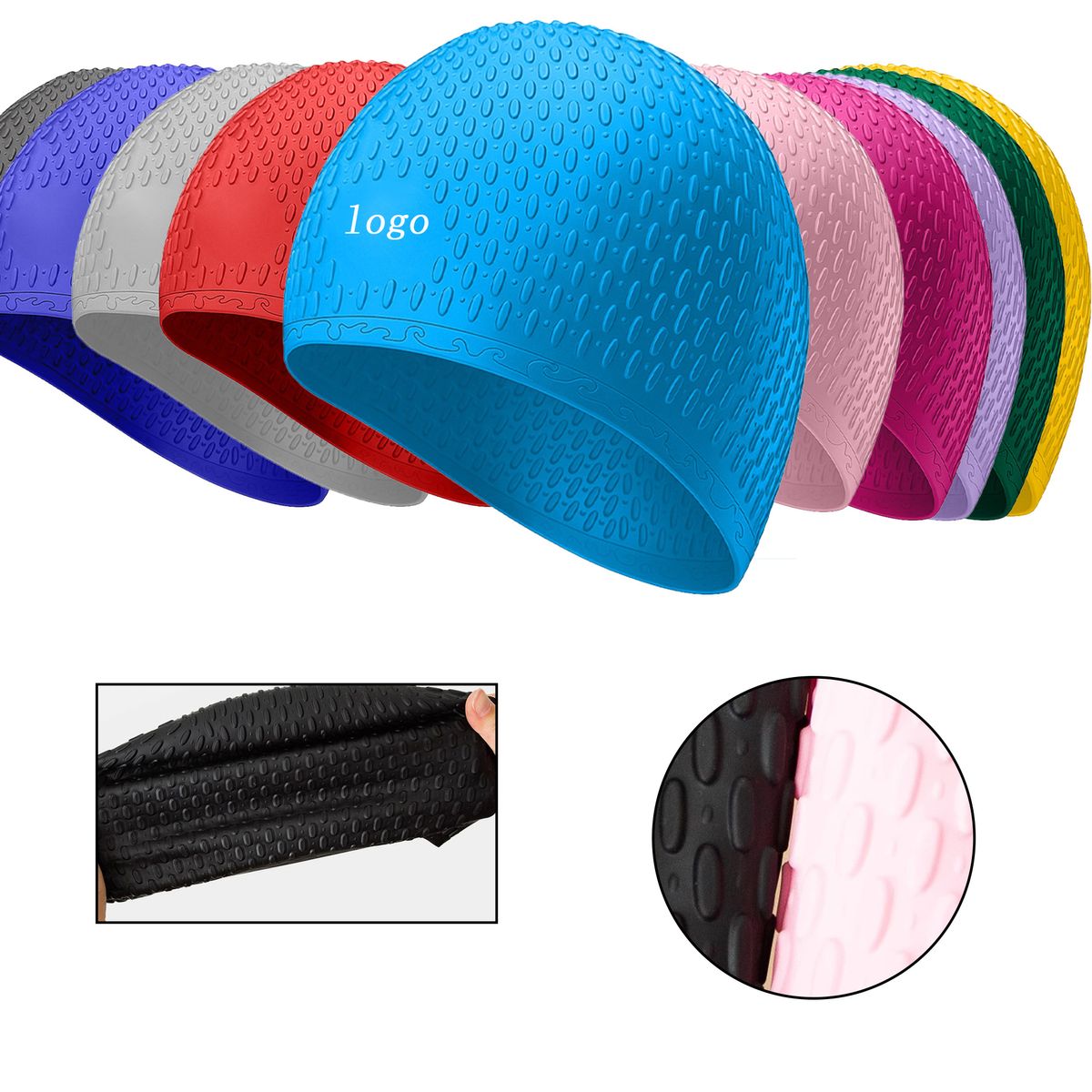 Quick-Drying Silicone Swimming Cap With Ear Protection 4