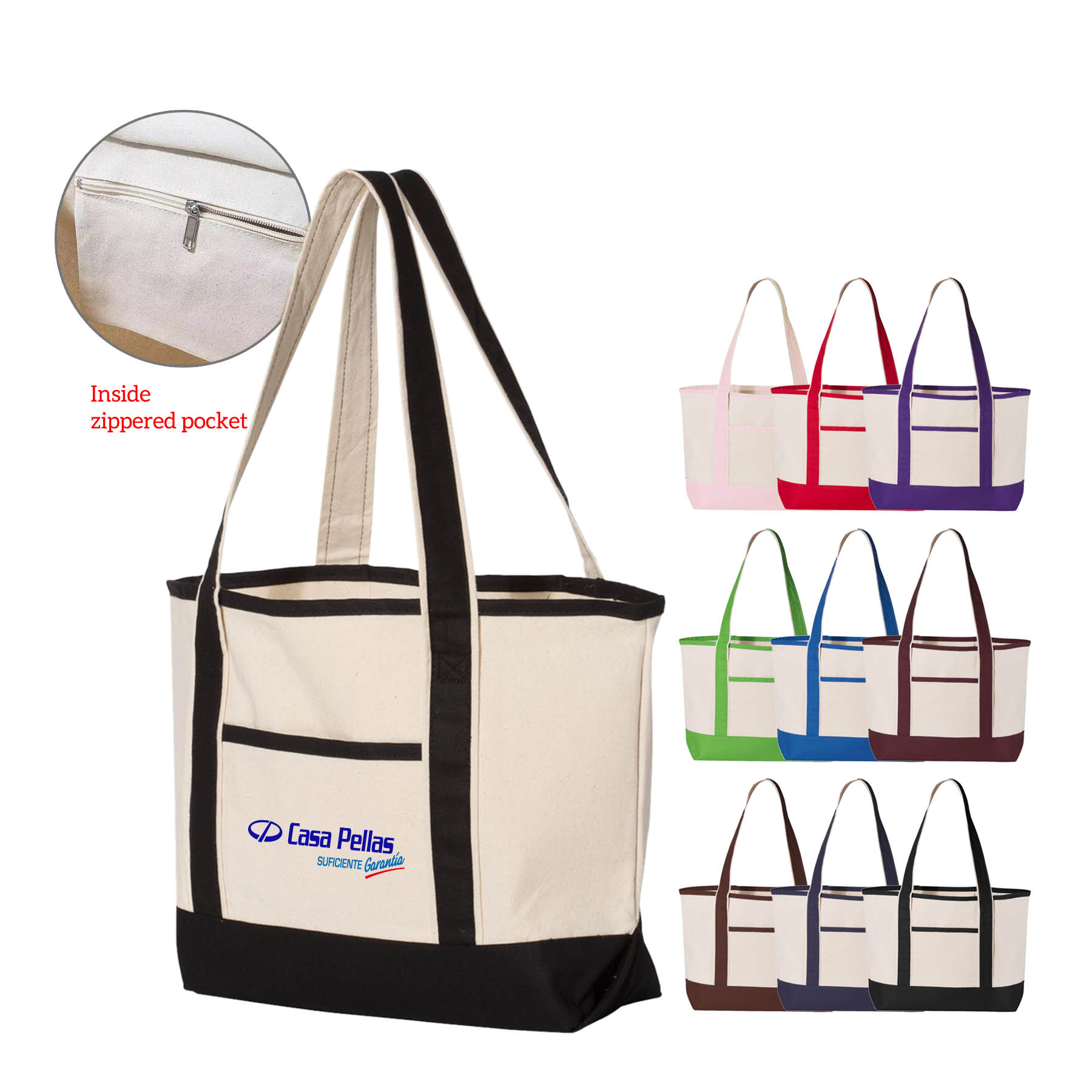 12 oz. Small Heavy Canvas Deluxe Pocket Tote Bag_R116BT