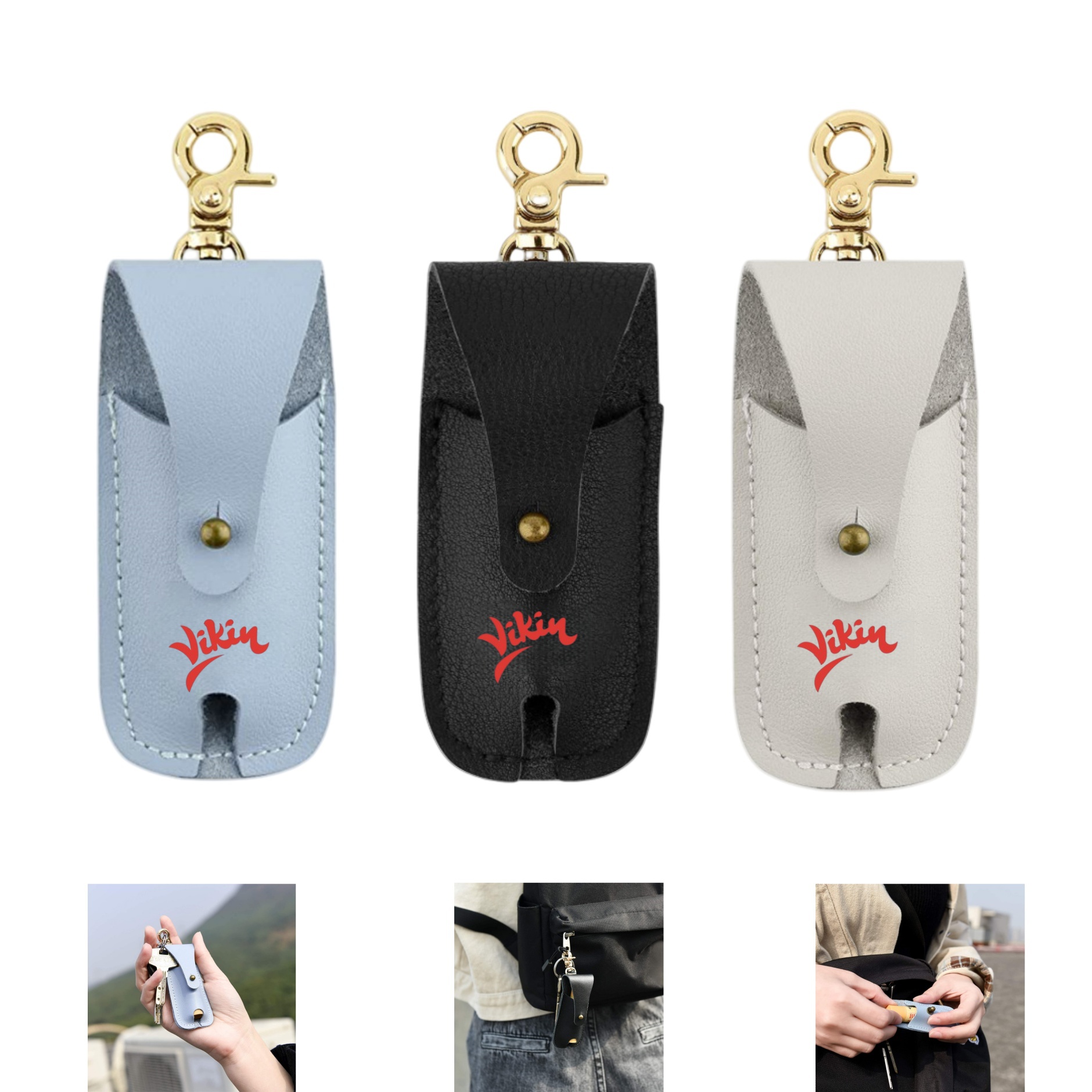 PU Leather Lipsticks Protective Case with Key Chain