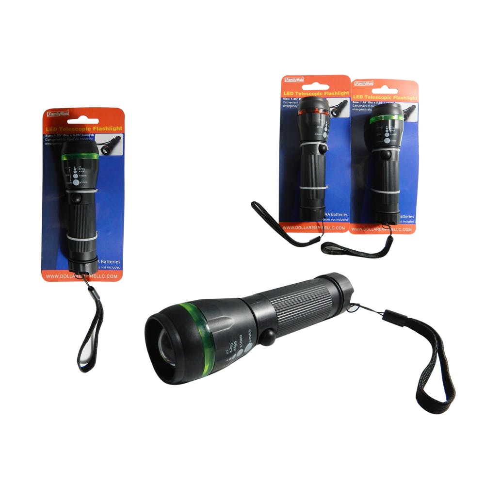 LED Telescopic Flashlights - Black 5.25" 3