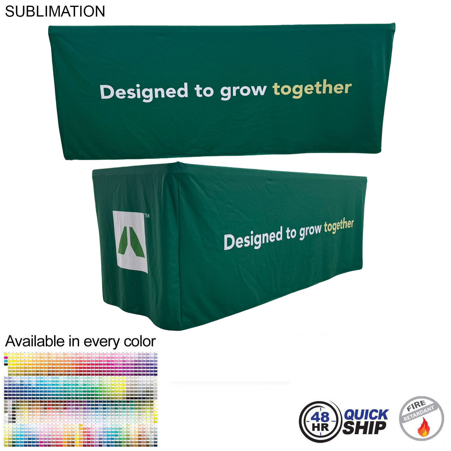 48Hr Quick Ship - Sublimated PREMIUM Box Style Fitted Table Cloth for 6' Table, 4 sided, Closed Back 1