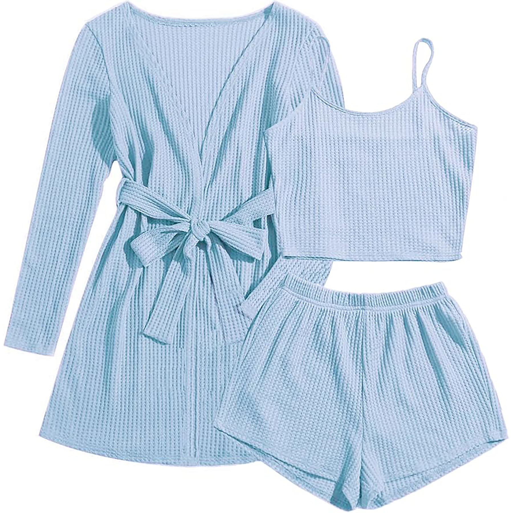  Womens 3 Piece Waffle Knit Pajama 38