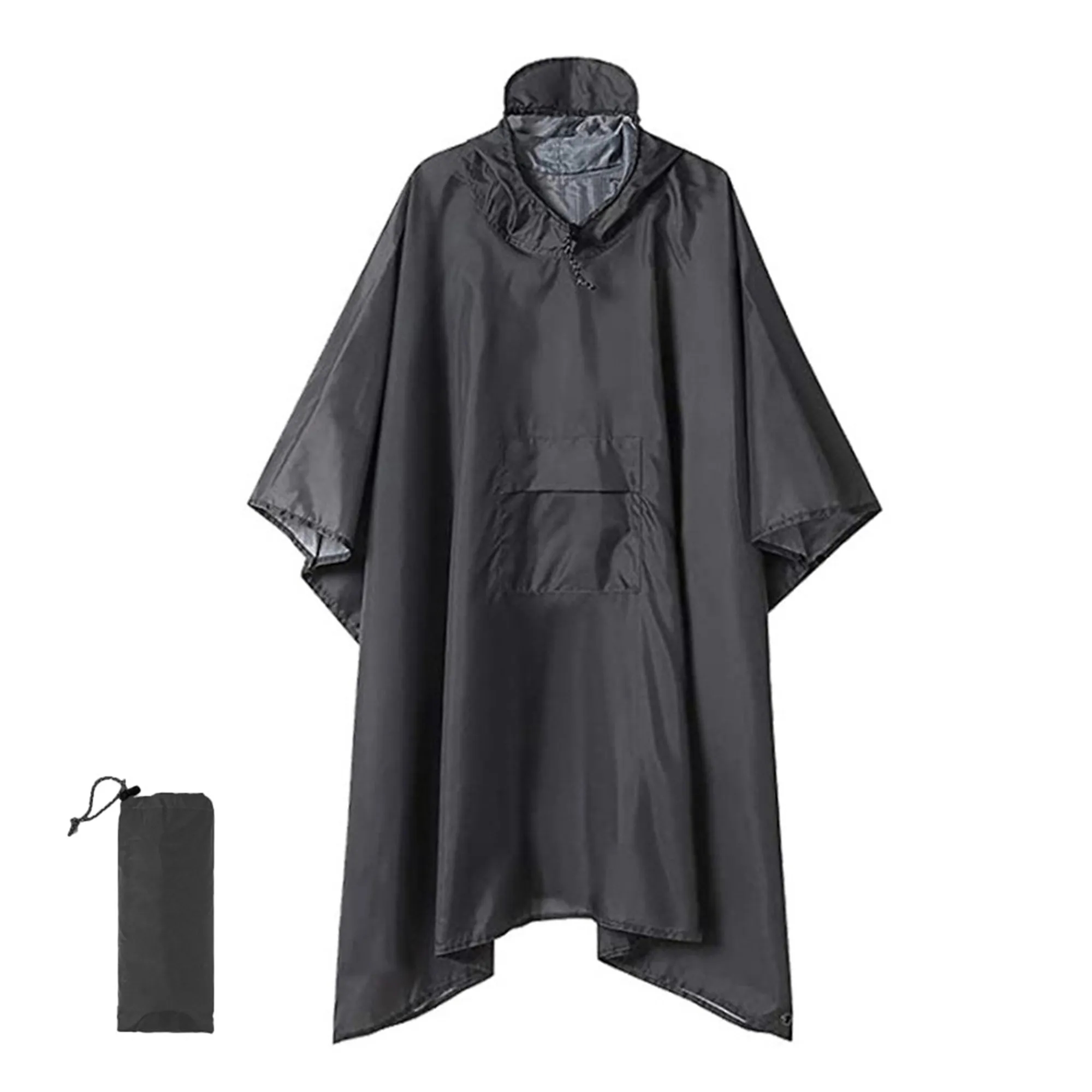 Drawstring Hooded Rain Poncho 13