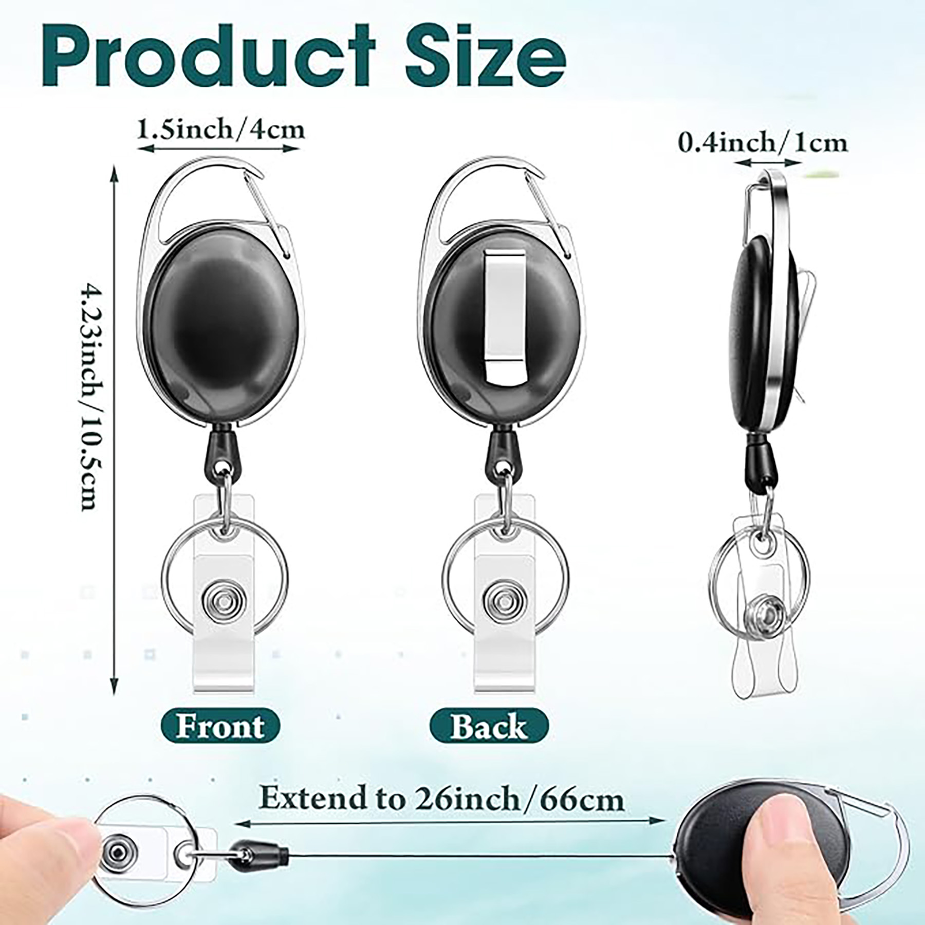 Retractable Badge Reel with Keychain 36