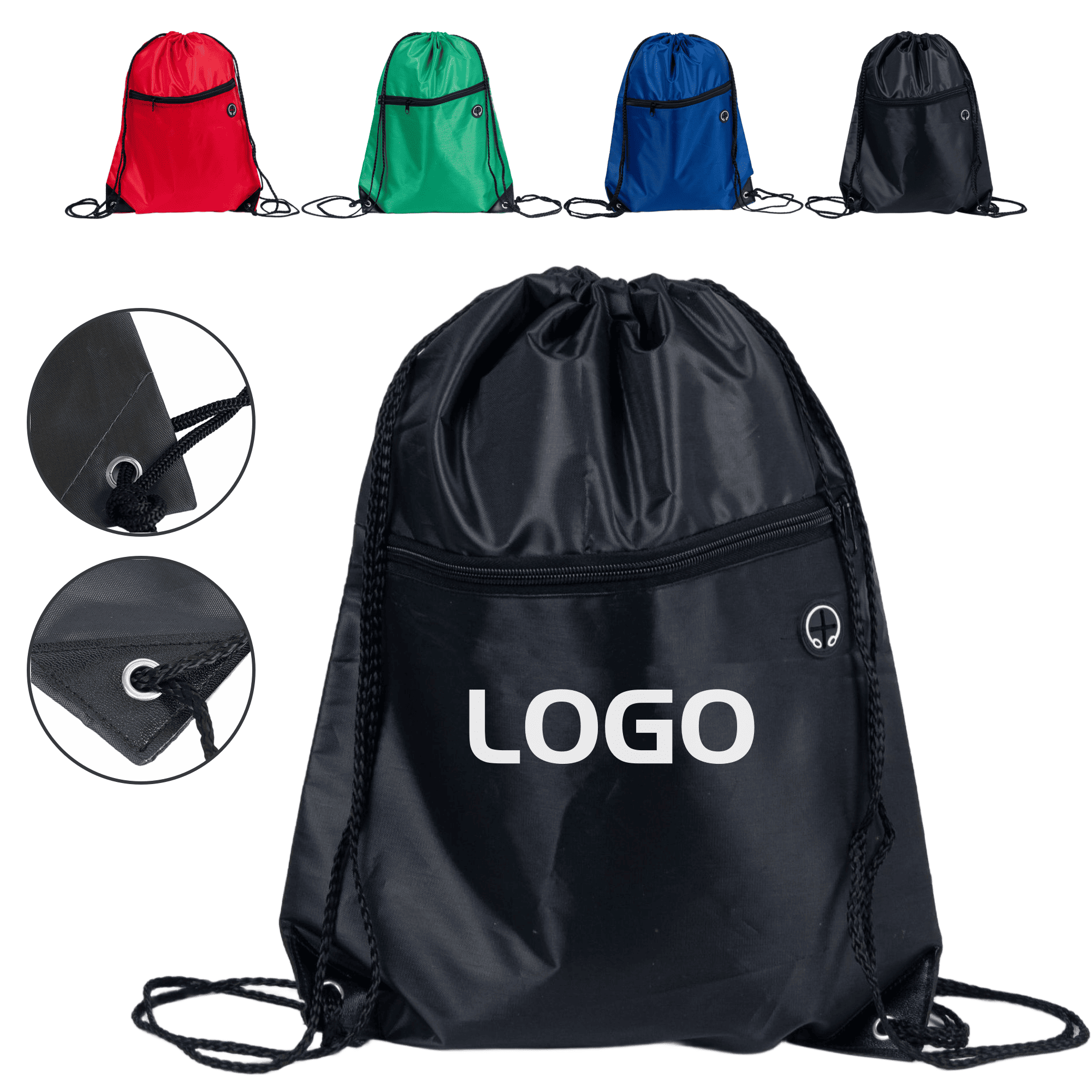 Custom Cinch Sack With Front Zip Pocket 7