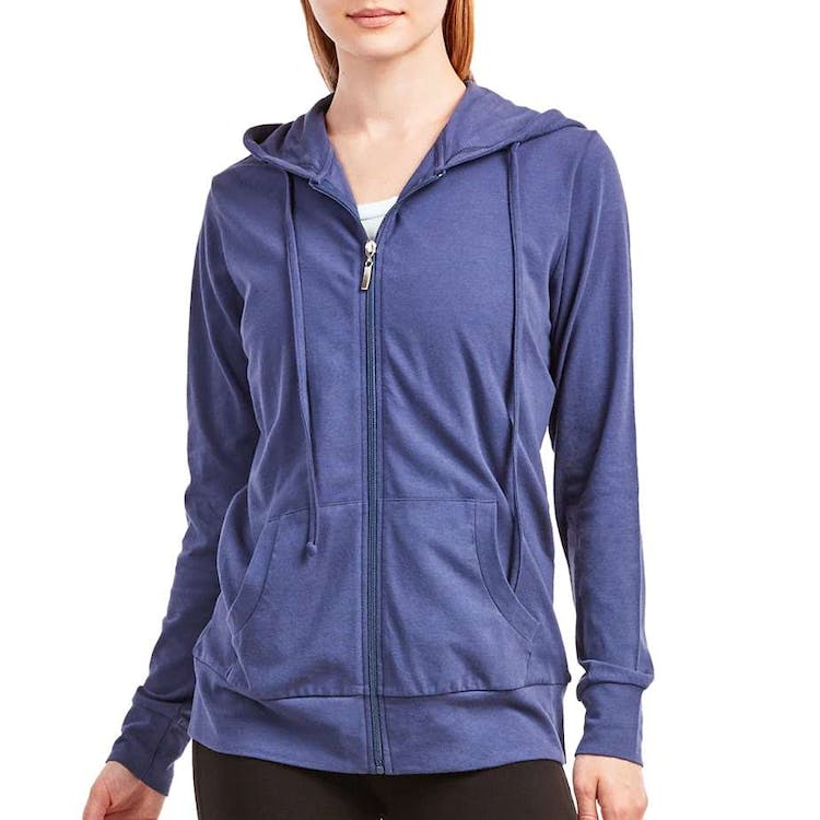 Women's Jersey Zip-Up Hoodie Jackets - Small Denim 3