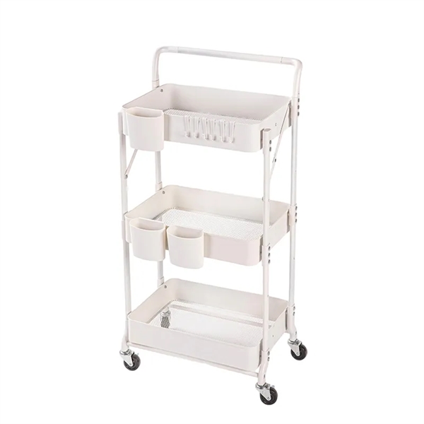 Versatile Three-Tier Movable Storage Shelf With Armrests
