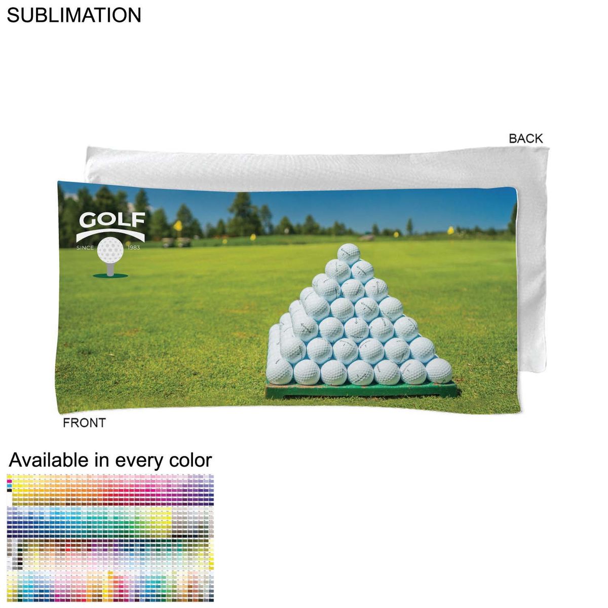 fiel Golf Caddie Towel Extra Large in Microfiber Dri-Lite Terry 22"x44" Sublimated Edge to Edge 1 side #SU463W-27
