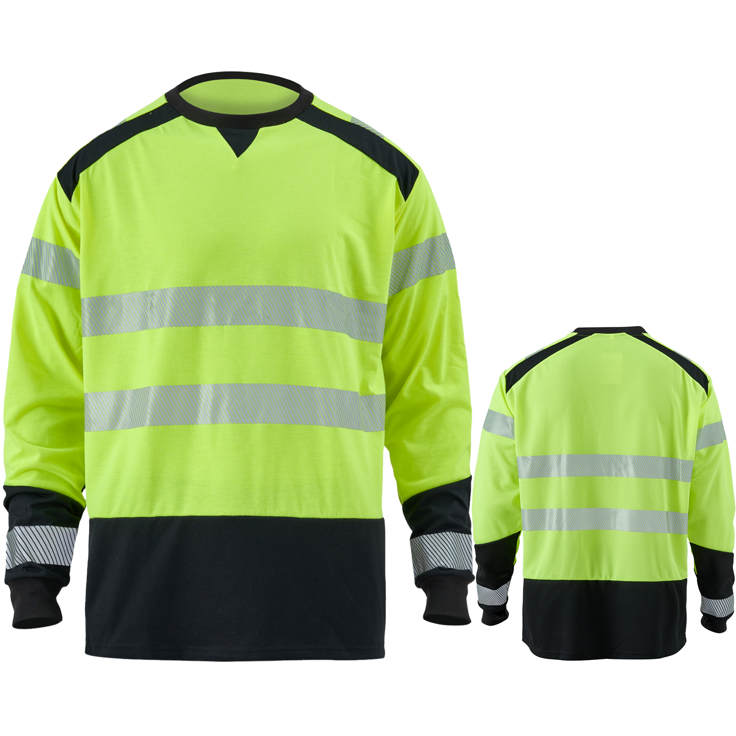 3.8 Oz. Polyester Class 3 Color Block Safety Long Sleeve T-Shirt With Segmented Tape