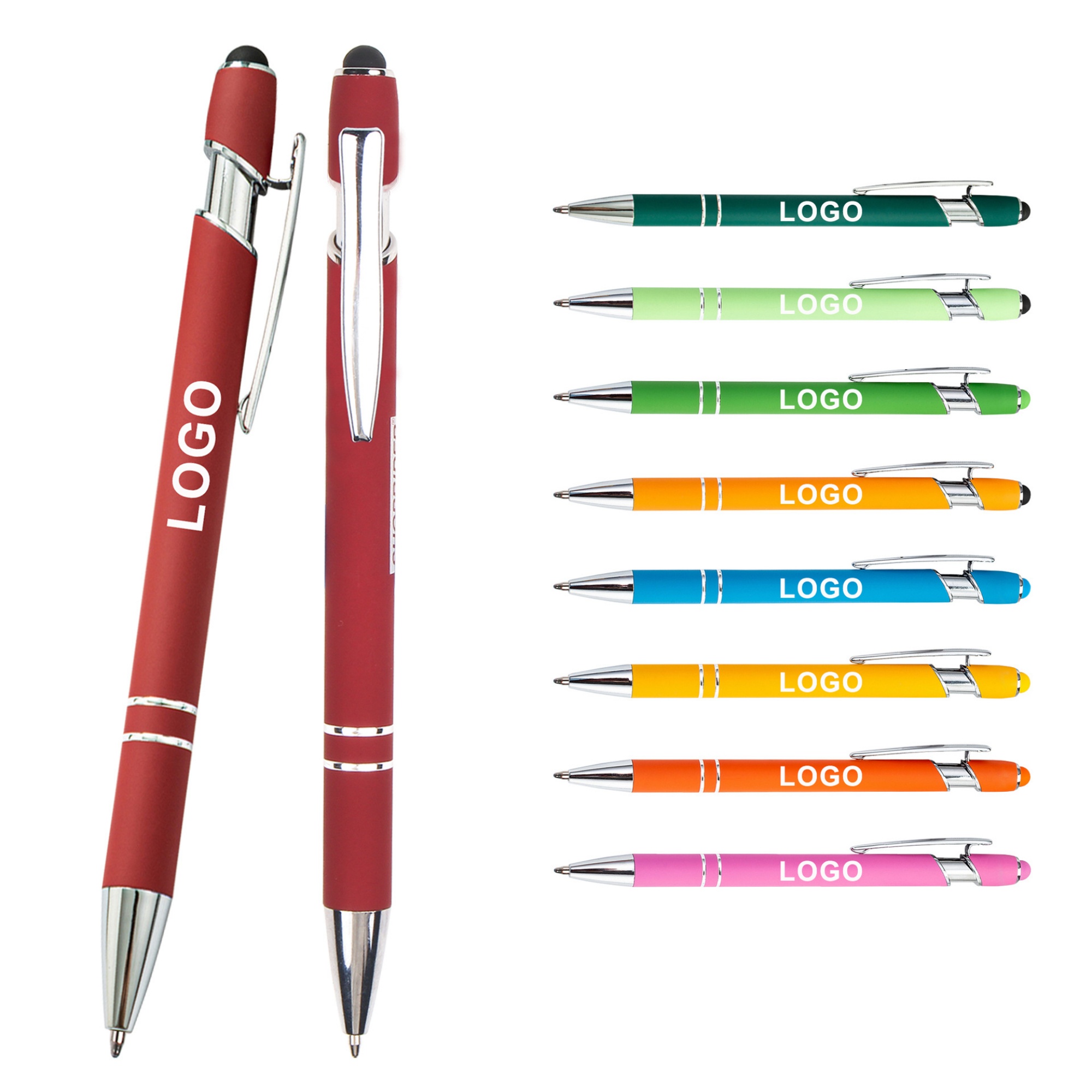 Retractable Metal Ballpoint Pen With Stylus Tip Black Ink 41