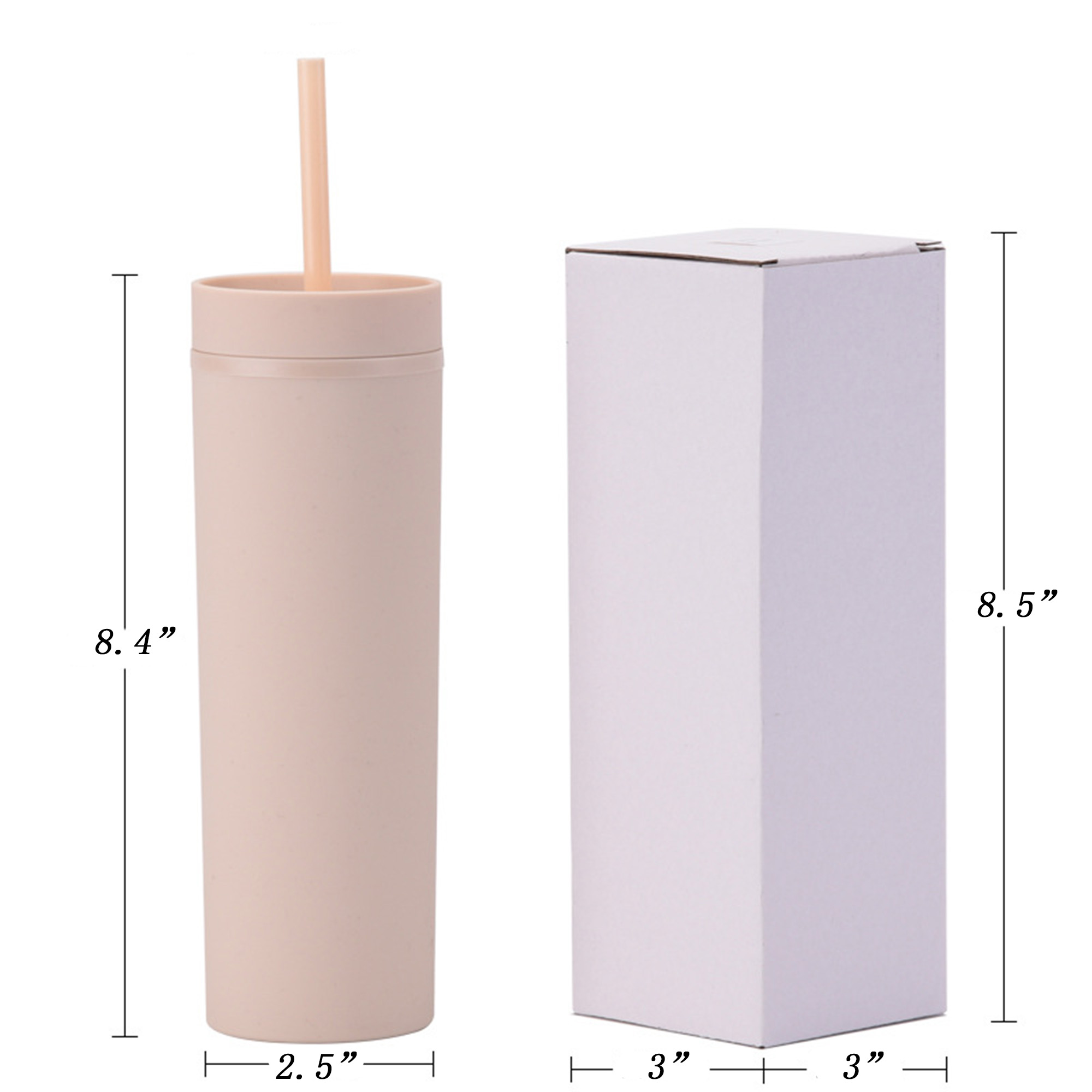 16oz Sanded Straight-Body Straw Water Bottle 5