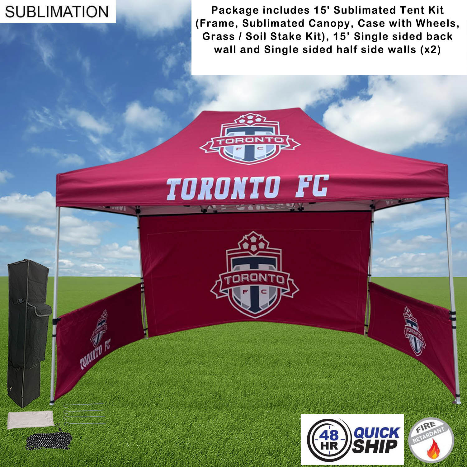 48Hr Quick Ship - Full Tent Package, 10' Tent, 15' Singlesided backwall, 2 Singlesided half sidewall 28