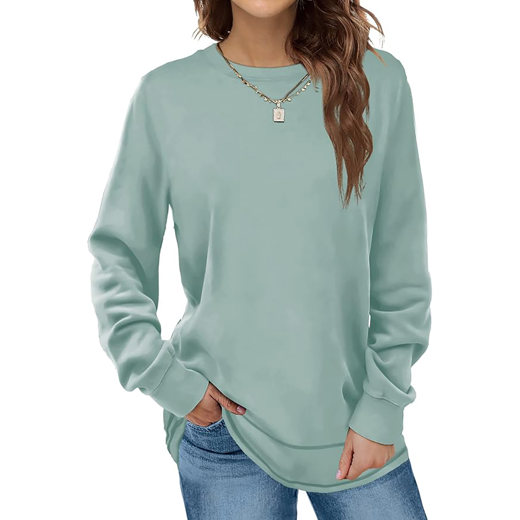 Women's Round Neck Long Sleeve Shirt 70