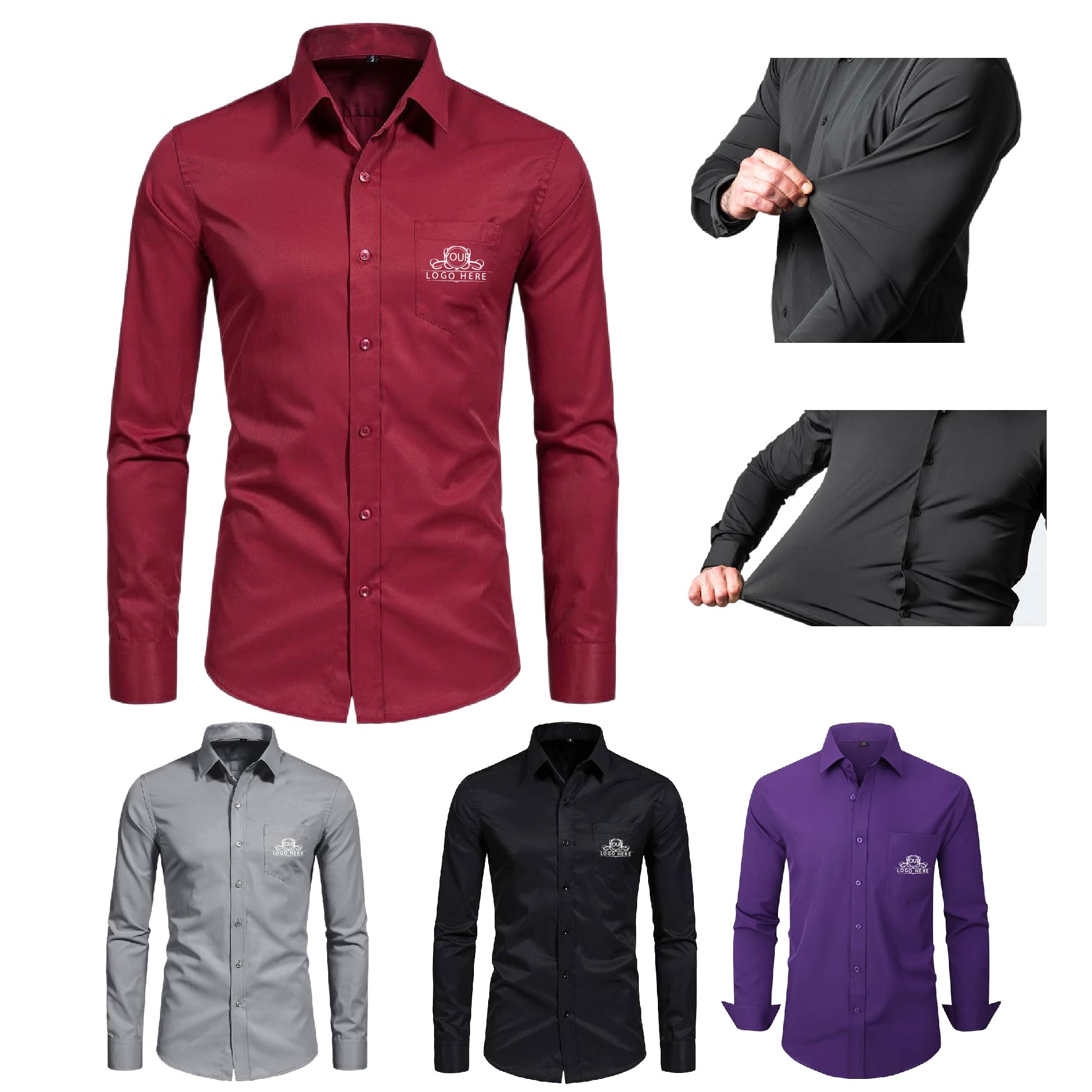 Men`s Knit Stretch Woven Shirt