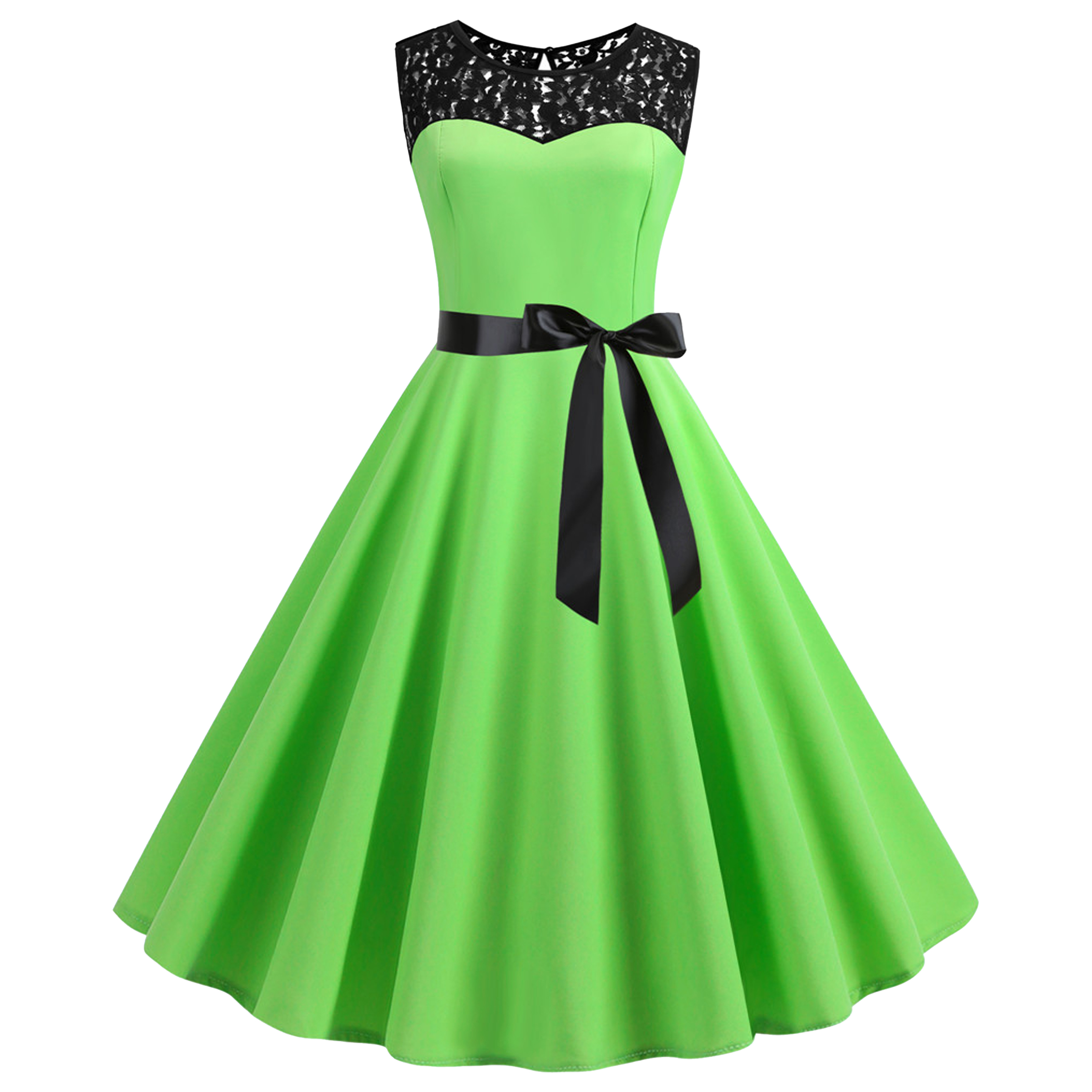 Polyester Retro Sleeveless Lace Patchwork Dress 15