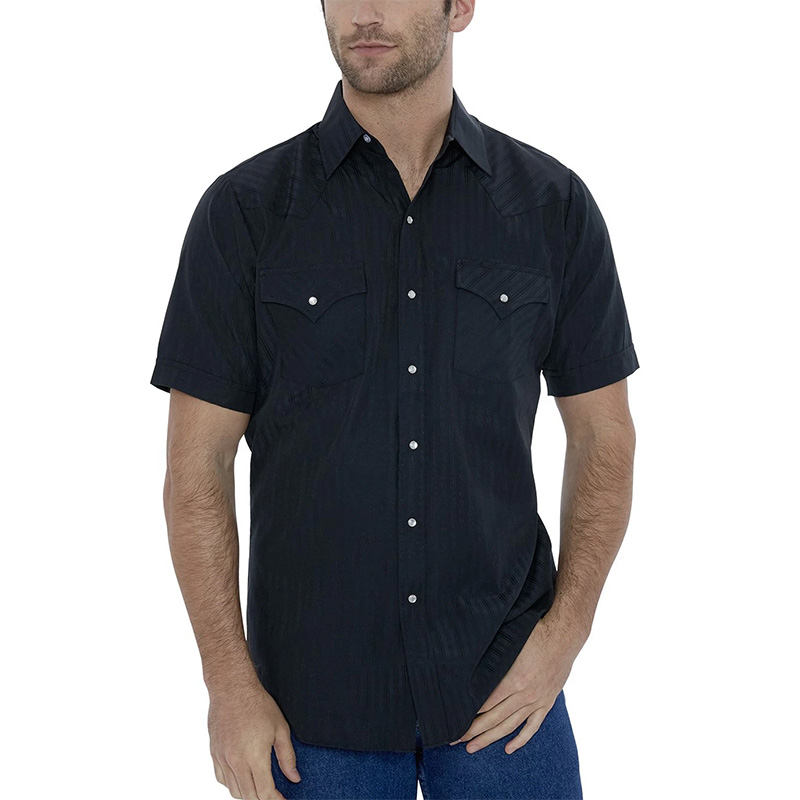 Short Sleeve Tone-on-Tone Western Shirt 10