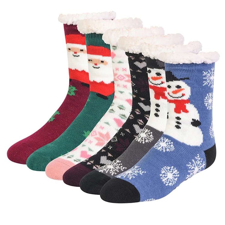 Women's Thermal Non-Skid Socks - Winter Designs 2 Size 6-8 Lined 3