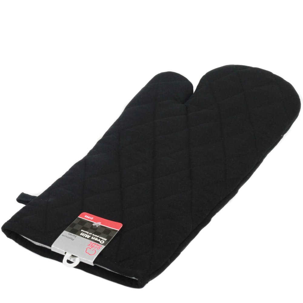 XL Oven Mitts - Quilted Black 16.5" 3