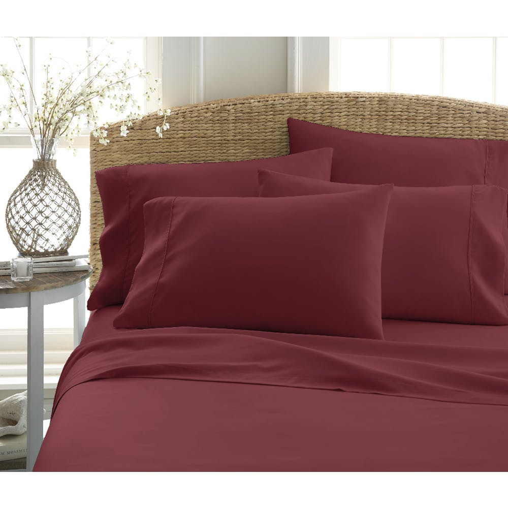 Microfiber Bed Sheet Sets - Burgundy Twin 3-Piece Double-Brushed 3