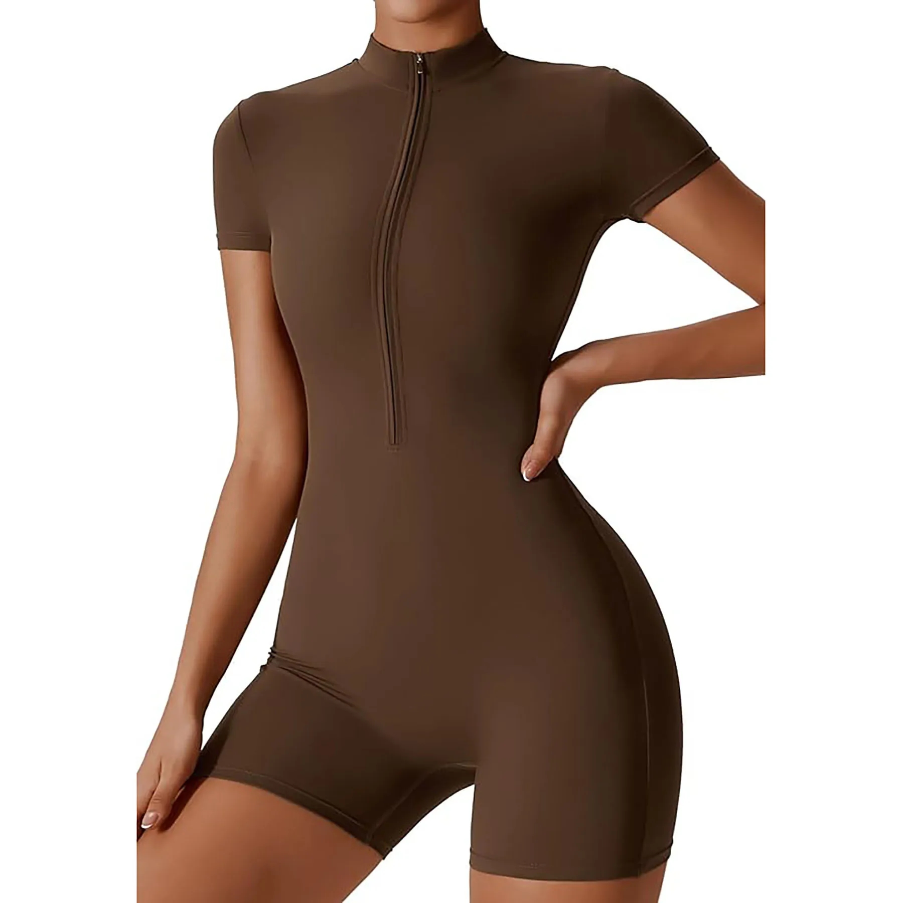 Zip Up Short Sleeve Jumpsuit 25