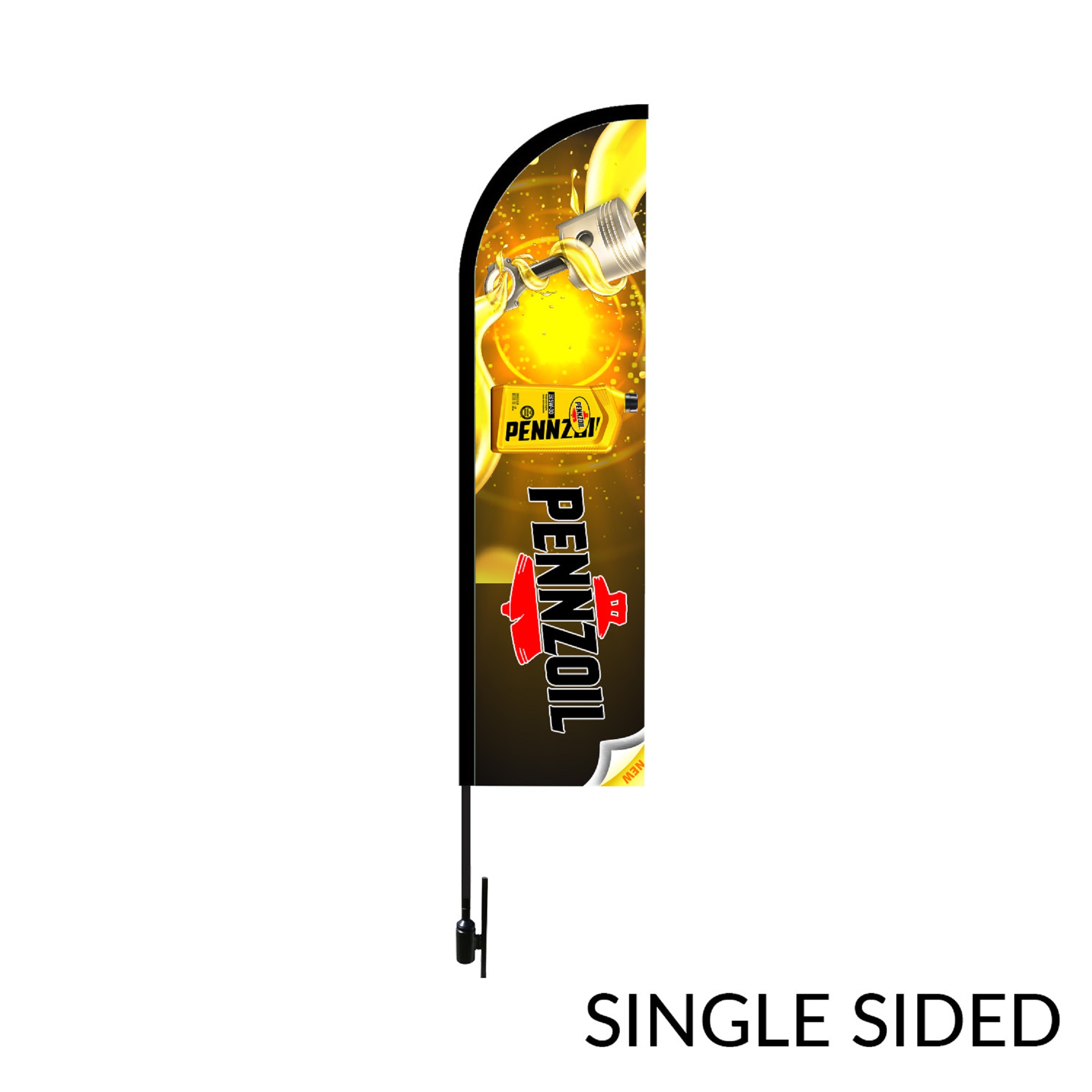Bow Flag 15 ft Height Carbon Fiber Kit (Pole Set, Metal Ground Stake & Carry Bag/Single Sided Print)