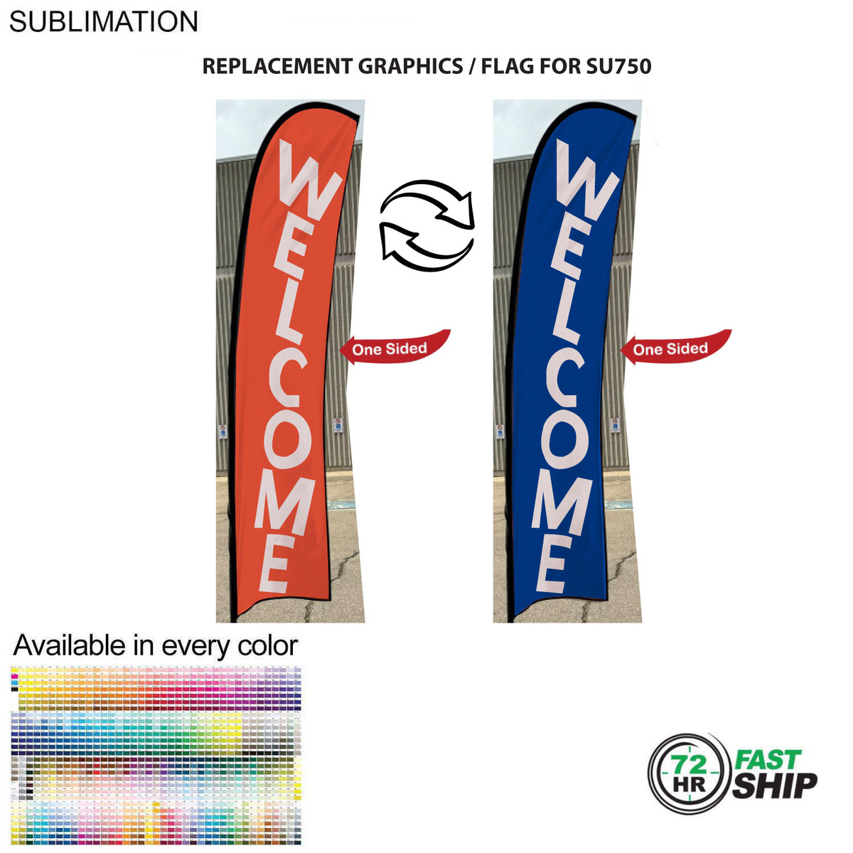 fiel 72Hr Fast Ship - Replacement Flag for 10' Small Feather Flag Kit Full Color Graphics One Side #SU850-5