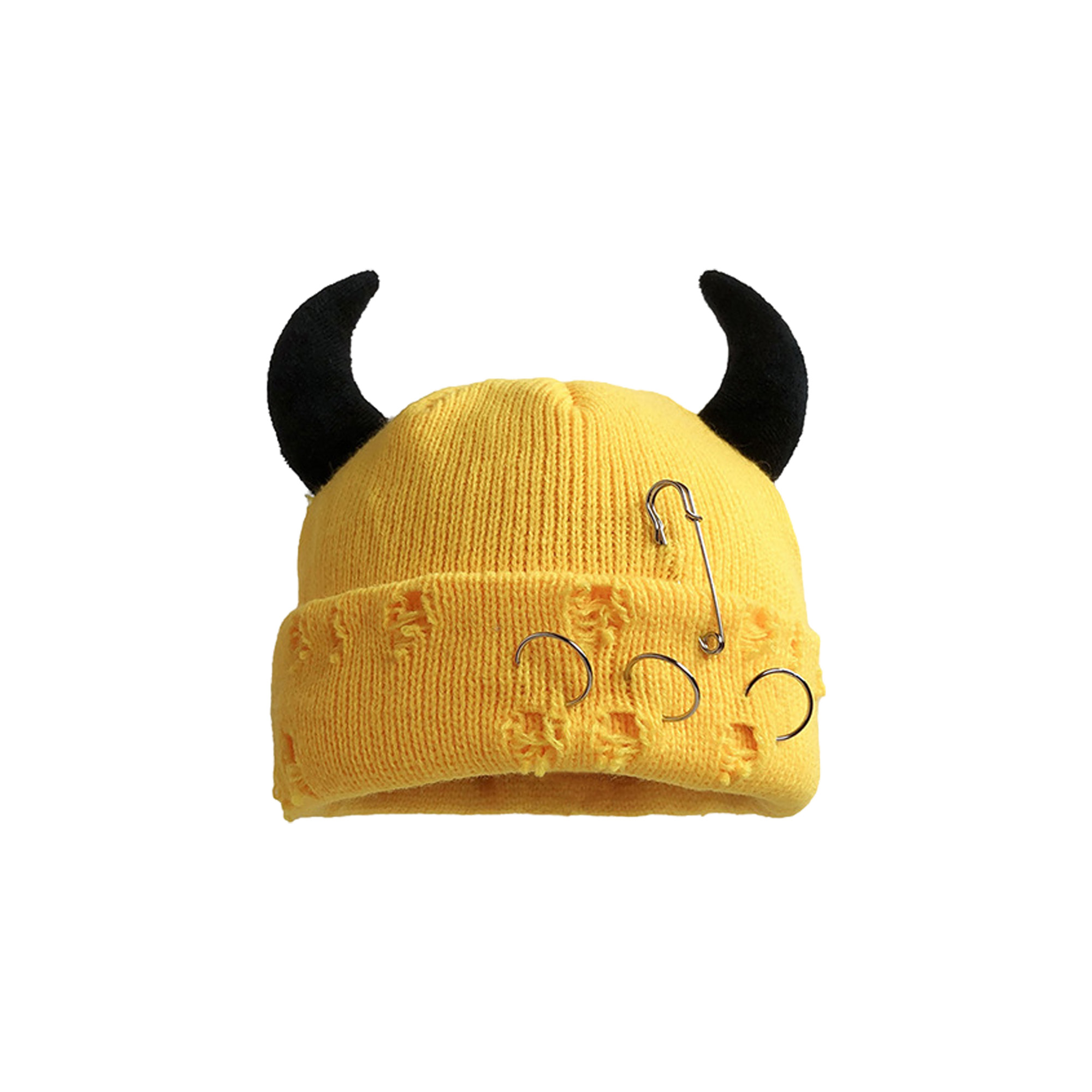 Custom Logo Horned Winter Knitted Hat 14