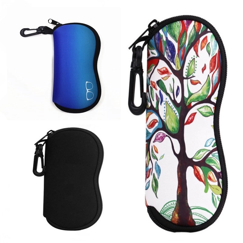 Portable sunglasses case with keychain