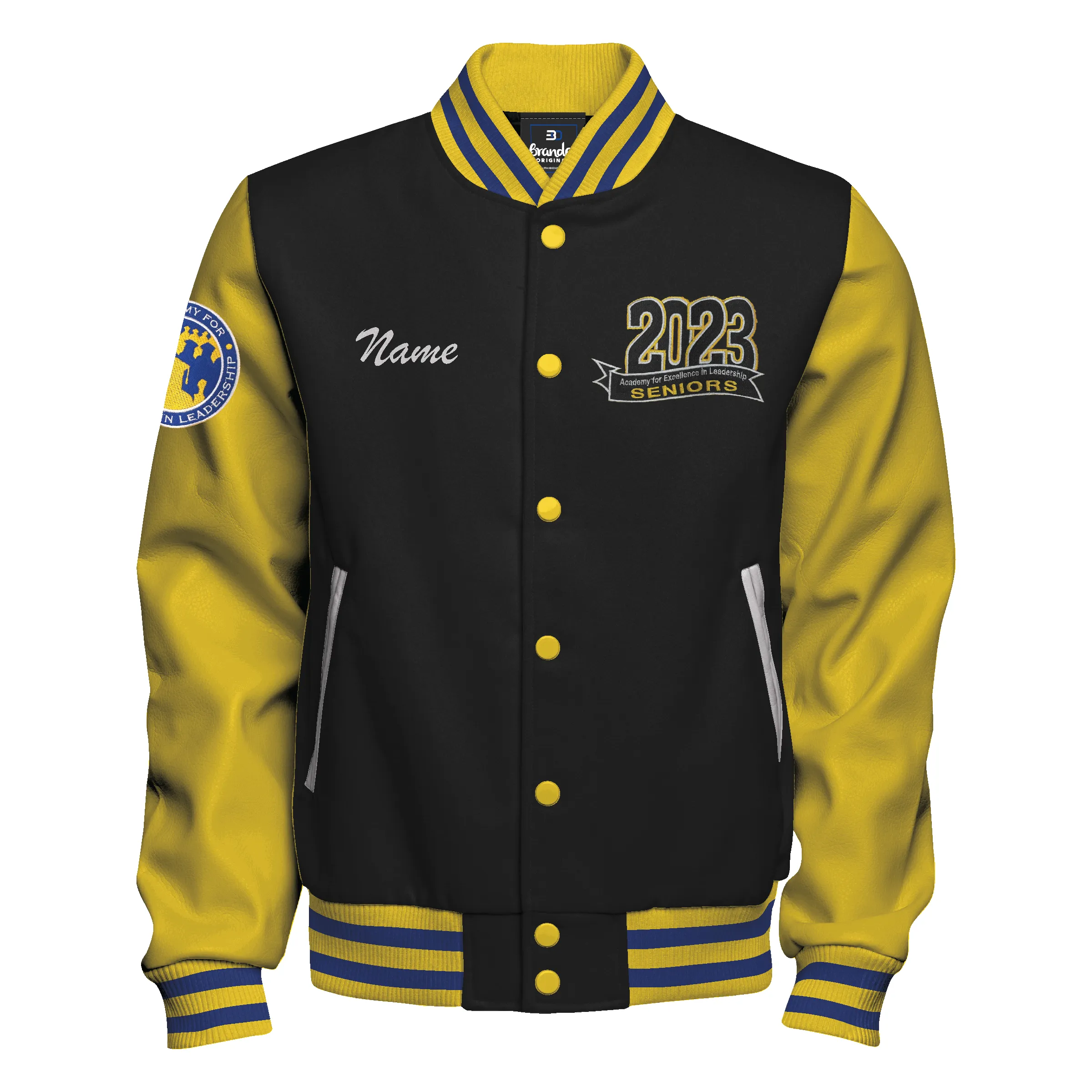 Vegan Leather and Wool Varsity Letterman Jacket 17